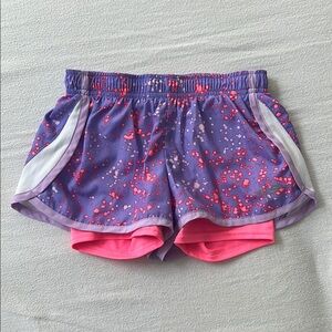 Champion Purple and Pink Athletic Shorts with Layered Design